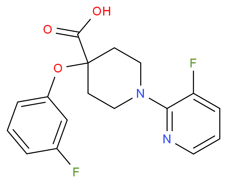 4-(3-fluorophenoxy)-1-(3-fluoropyridin-2-yl)piperidine-4-carboxylic acid_分子结构_CAS_)