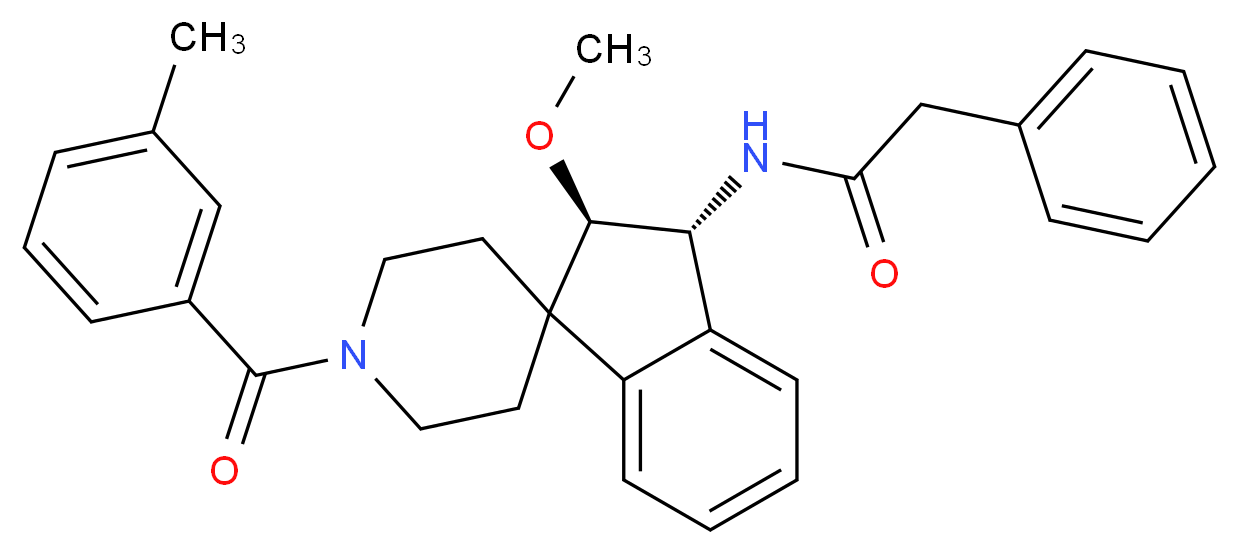 N-[(2R*,3R*)-2-methoxy-1'-(3-methylbenzoyl)-2,3-dihydrospiro[indene-1,4'-piperidin]-3-yl]-2-phenylacetamide_分子结构_CAS_)