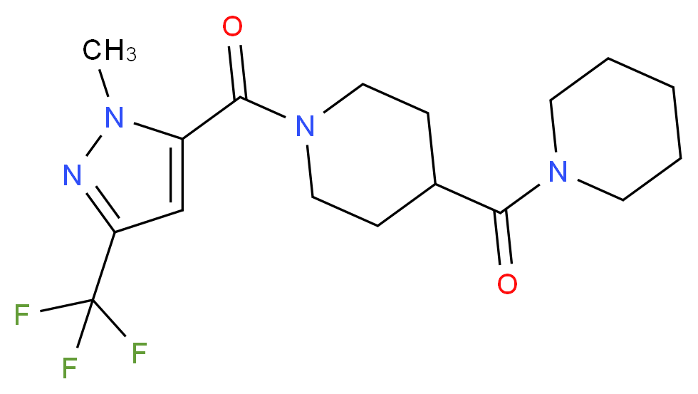 1-{[1-methyl-3-(trifluoromethyl)-1H-pyrazol-5-yl]carbonyl}-4-(1-piperidinylcarbonyl)piperidine_分子结构_CAS_)