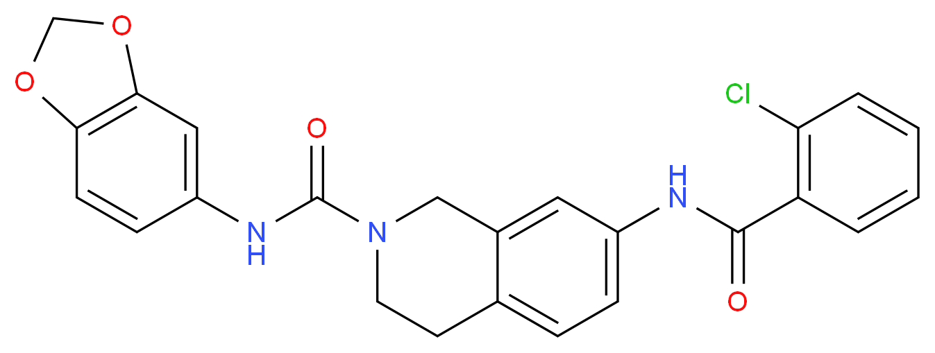N-1,3-benzodioxol-5-yl-7-[(2-chlorobenzoyl)amino]-3,4-dihydro-2(1H)-isoquinolinecarboxamide_分子结构_CAS_)