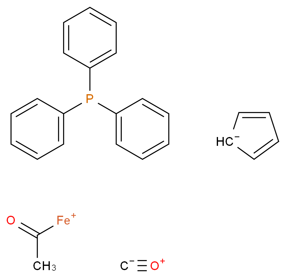 (S)-(+)-乙酰-环戊二烯基铁复杂羰三苯基膦_分子结构_CAS_36548-60-4)