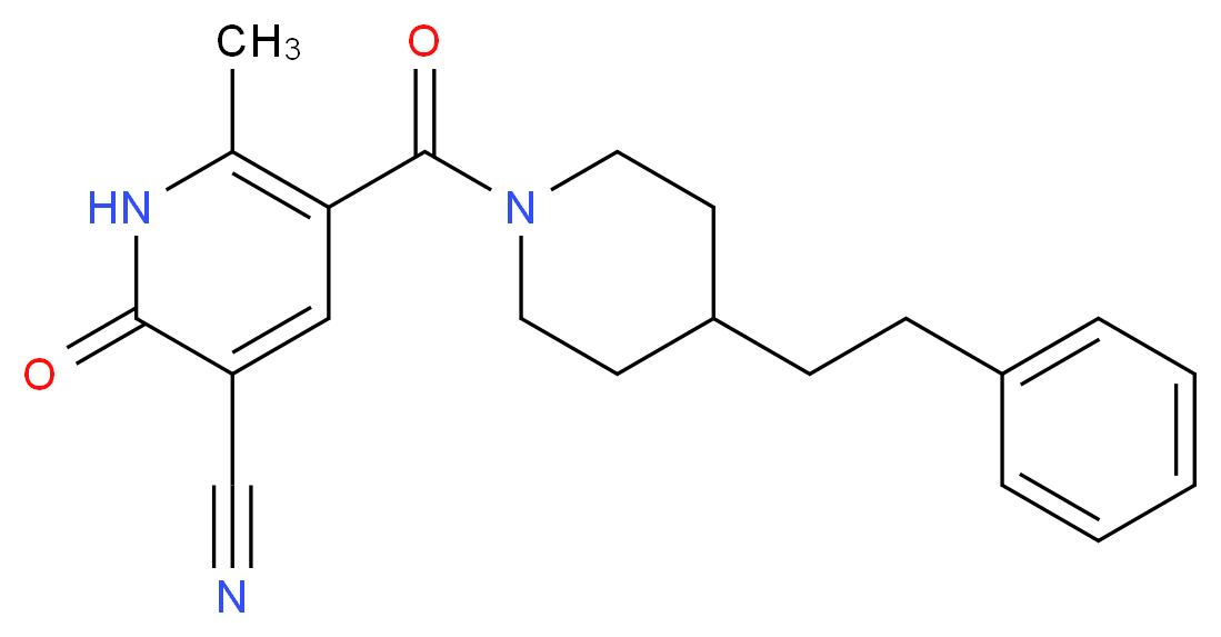 6-methyl-2-oxo-5-{[4-(2-phenylethyl)-1-piperidinyl]carbonyl}-1,2-dihydro-3-pyridinecarbonitrile_分子结构_CAS_)
