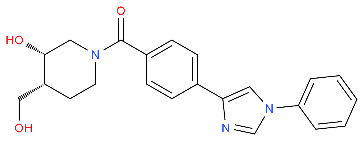 (3S*,4R*)-4-(hydroxymethyl)-1-[4-(1-phenyl-1H-imidazol-4-yl)benzoyl]-3-piperidinol_分子结构_CAS_)