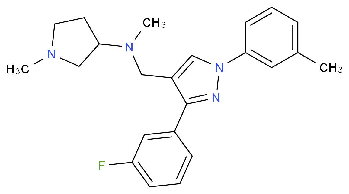 N-{[3-(3-fluorophenyl)-1-(3-methylphenyl)-1H-pyrazol-4-yl]methyl}-N,1-dimethyl-3-pyrrolidinamine_分子结构_CAS_)