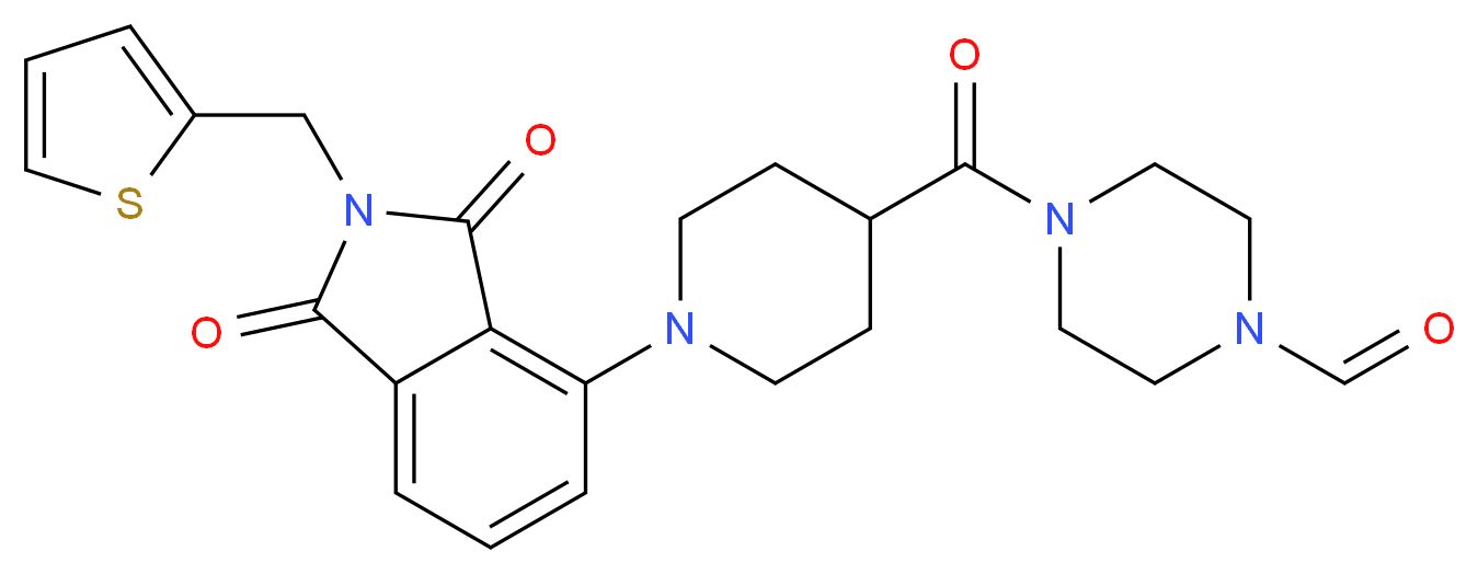 4-({1-[1,3-dioxo-2-(2-thienylmethyl)-2,3-dihydro-1H-isoindol-4-yl]-4-piperidinyl}carbonyl)-1-piperazinecarbaldehyde_分子结构_CAS_)