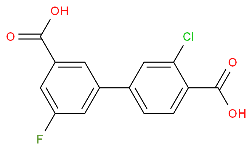 4-(3-carboxy-5-fluorophenyl)-2-chlorobenzoic acid_分子结构_CAS_1261906-07-3