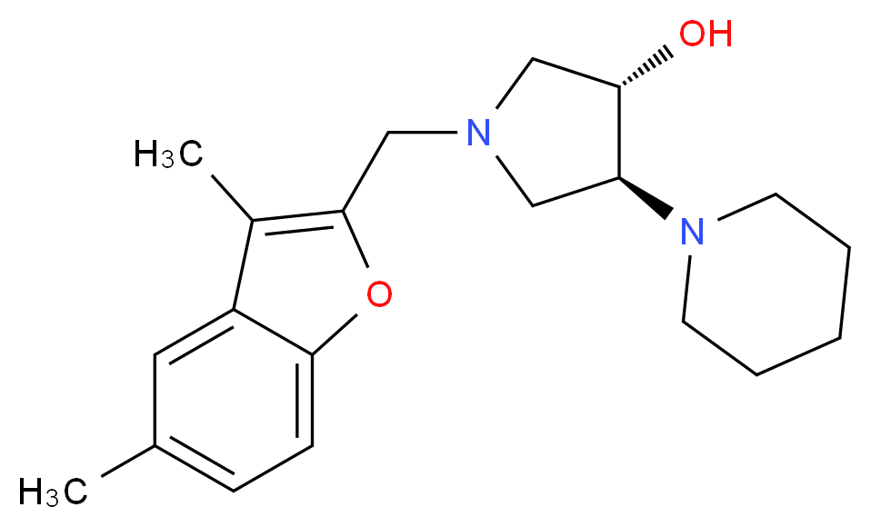 (3S*,4S*)-1-[(3,5-dimethyl-1-benzofuran-2-yl)methyl]-4-piperidin-1-ylpyrrolidin-3-ol_分子结构_CAS_)