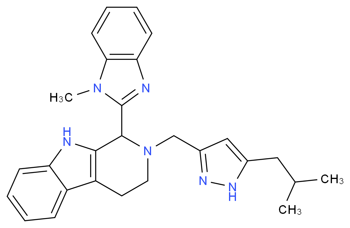 2-[(5-isobutyl-1H-pyrazol-3-yl)methyl]-1-(1-methyl-1H-benzimidazol-2-yl)-2,3,4,9-tetrahydro-1H-beta-carboline_分子结构_CAS_)