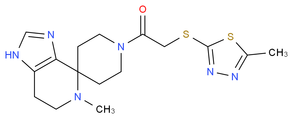 5-methyl-1'-{[(5-methyl-1,3,4-thiadiazol-2-yl)thio]acetyl}-1,5,6,7-tetrahydrospiro[imidazo[4,5-c]pyridine-4,4'-piperidine]_分子结构_CAS_)