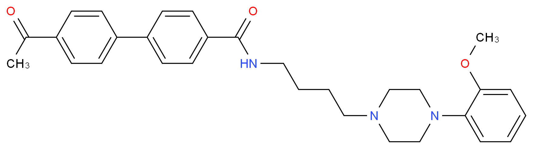 4-(4-acetylphenyl)-N-{4-[4-(2-methoxyphenyl)piperazin-1-yl]butyl}benzamide_分子结构_CAS_162408-66-4