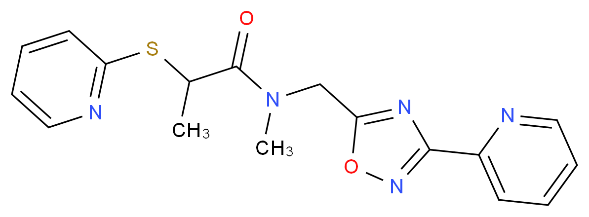 N-methyl-N-{[3-(2-pyridinyl)-1,2,4-oxadiazol-5-yl]methyl}-2-(2-pyridinylthio)propanamide_分子结构_CAS_)
