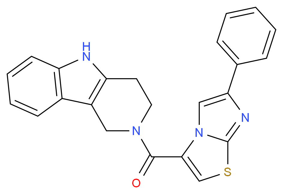 2-[(6-phenylimidazo[2,1-b][1,3]thiazol-3-yl)carbonyl]-2,3,4,5-tetrahydro-1H-pyrido[4,3-b]indole_分子结构_CAS_)