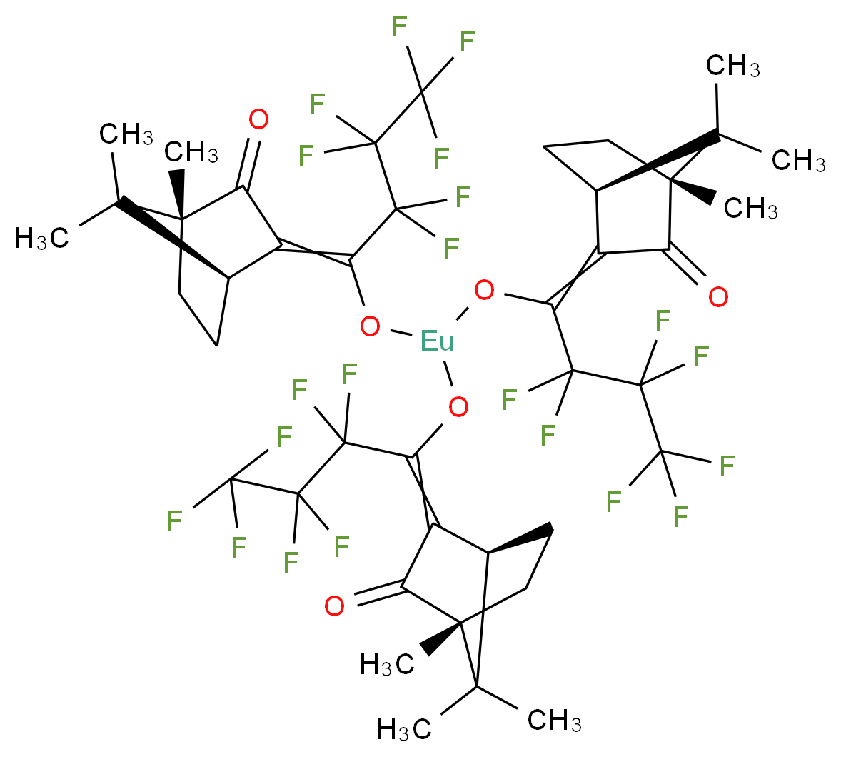 三[3-(七氟丙基羟亚甲基)-d-樟脑酸]铕(III)_分子结构_CAS_34788-82-4)