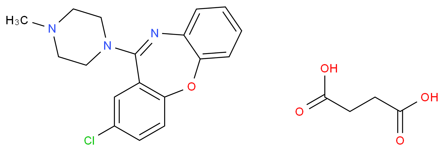 13-chloro-10-(4-methylpiperazin-1-yl)-2-oxa-9-azatricyclo[9.4.0.0<sup>3</sup>,<sup>8</sup>]pentadeca-1(11),3(8),4,6,9,12,14-heptaene; butanedioic acid_分子结构_CAS_27833-64-3