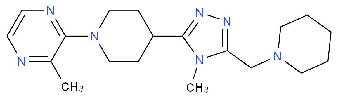 2-methyl-3-{4-[4-methyl-5-(piperidin-1-ylmethyl)-4H-1,2,4-triazol-3-yl]piperidin-1-yl}pyrazine_分子结构_CAS_)