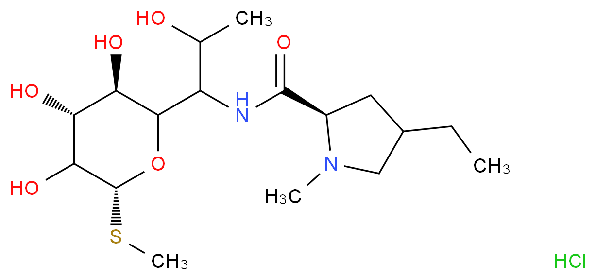 (2R)-4-ethyl-N-{2-hydroxy-1-[(3R,4R,6R)-3,4,5-trihydroxy-6-(methylsulfanyl)oxan-2-yl]propyl}-1-methylpyrrolidine-2-carboxamide hydrochloride_分子结构_CAS_11021-35-5