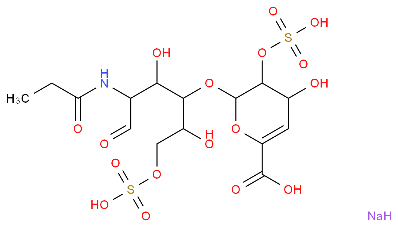 2-{[2,4-dihydroxy-6-oxo-5-propanamido-1-(sulfooxy)hexan-3-yl]oxy}-4-hydroxy-3-(sulfooxy)-3,4-dihydro-2H-pyran-6-carboxylic acid sodium_分子结构_CAS_149368-05-8