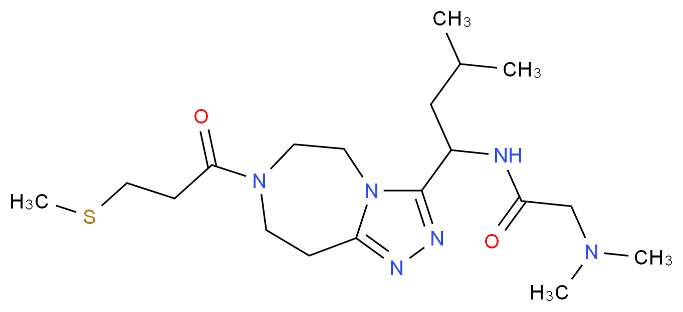 N~2~,N~2~-dimethyl-N~1~-(3-methyl-1-{7-[3-(methylthio)propanoyl]-6,7,8,9-tetrahydro-5H-[1,2,4]triazolo[4,3-d][1,4]diazepin-3-yl}butyl)glycinamide_分子结构_CAS_)