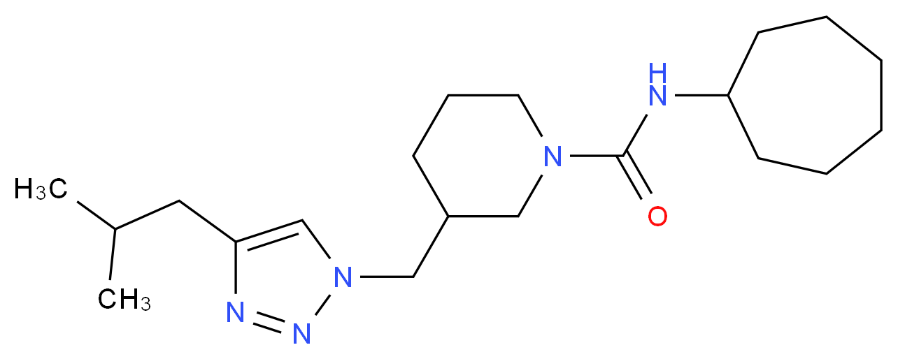 N-cycloheptyl-3-[(4-isobutyl-1H-1,2,3-triazol-1-yl)methyl]piperidine-1-carboxamide_分子结构_CAS_)