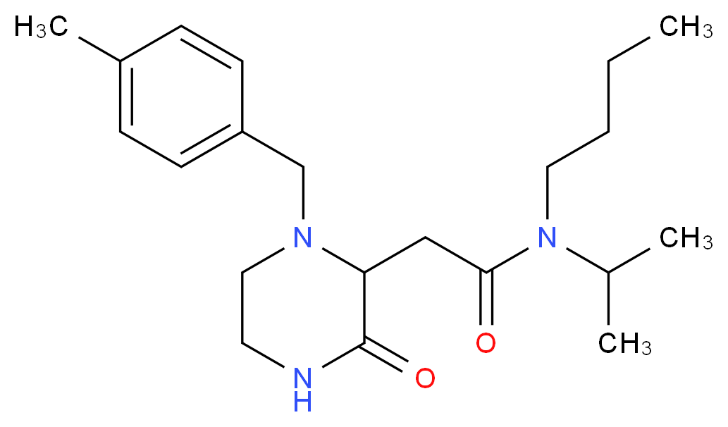 N-butyl-N-isopropyl-2-[1-(4-methylbenzyl)-3-oxo-2-piperazinyl]acetamide_分子结构_CAS_)