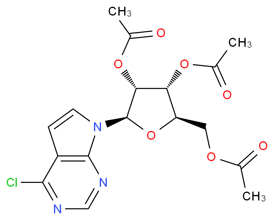 6-Chloro-7-deaza-9-(2',3',5'-tri-O-acetyl-β-D-ribofuranoysyl)purine_分子结构_CAS_16754-79-3)