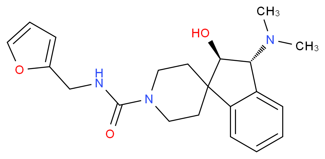 (2R*,3R*)-3-(dimethylamino)-N-(2-furylmethyl)-2-hydroxy-2,3-dihydro-1'H-spiro[indene-1,4'-piperidine]-1'-carboxamide_分子结构_CAS_)