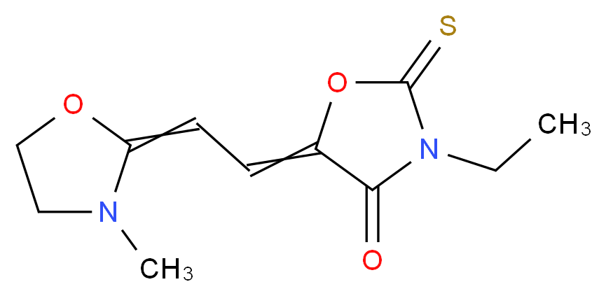 3-ethyl-5-[2-(3-methyl-1,3-oxazolidin-2-ylidene)ethylidene]-2-sulfanylidene-1,3-oxazolidin-4-one_分子结构_CAS_38632-51-8