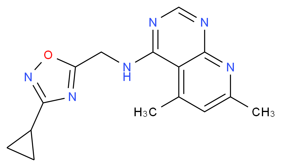 N-[(3-cyclopropyl-1,2,4-oxadiazol-5-yl)methyl]-5,7-dimethylpyrido[2,3-d]pyrimidin-4-amine_分子结构_CAS_)