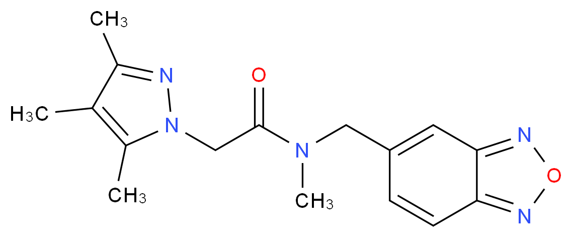 N-(2,1,3-benzoxadiazol-5-ylmethyl)-N-methyl-2-(3,4,5-trimethyl-1H-pyrazol-1-yl)acetamide_分子结构_CAS_)