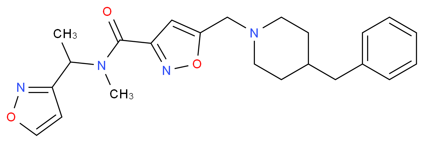 5-[(4-benzylpiperidin-1-yl)methyl]-N-(1-isoxazol-3-ylethyl)-N-methylisoxazole-3-carboxamide_分子结构_CAS_)