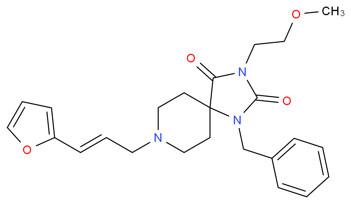 1-benzyl-8-[(2E)-3-(2-furyl)-2-propen-1-yl]-3-(2-methoxyethyl)-1,3,8-triazaspiro[4.5]decane-2,4-dione_分子结构_CAS_)