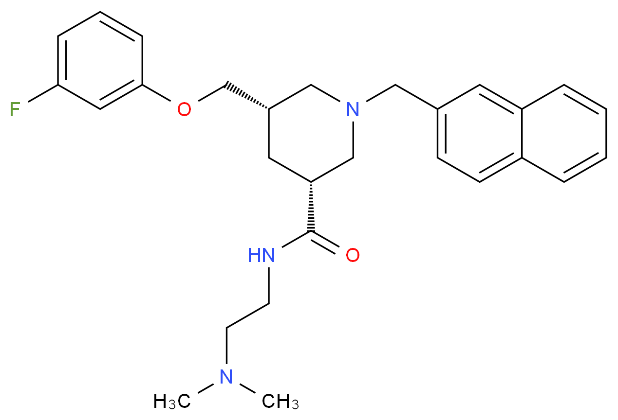 (3R,5S)-N-[2-(dimethylamino)ethyl]-5-[(3-fluorophenoxy)methyl]-1-(2-naphthylmethyl)-3-piperidinecarboxamide_分子结构_CAS_)