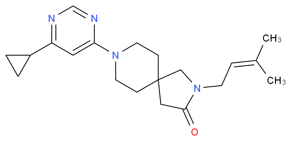 8-(6-cyclopropyl-4-pyrimidinyl)-2-(3-methyl-2-buten-1-yl)-2,8-diazaspiro[4.5]decan-3-one_分子结构_CAS_)