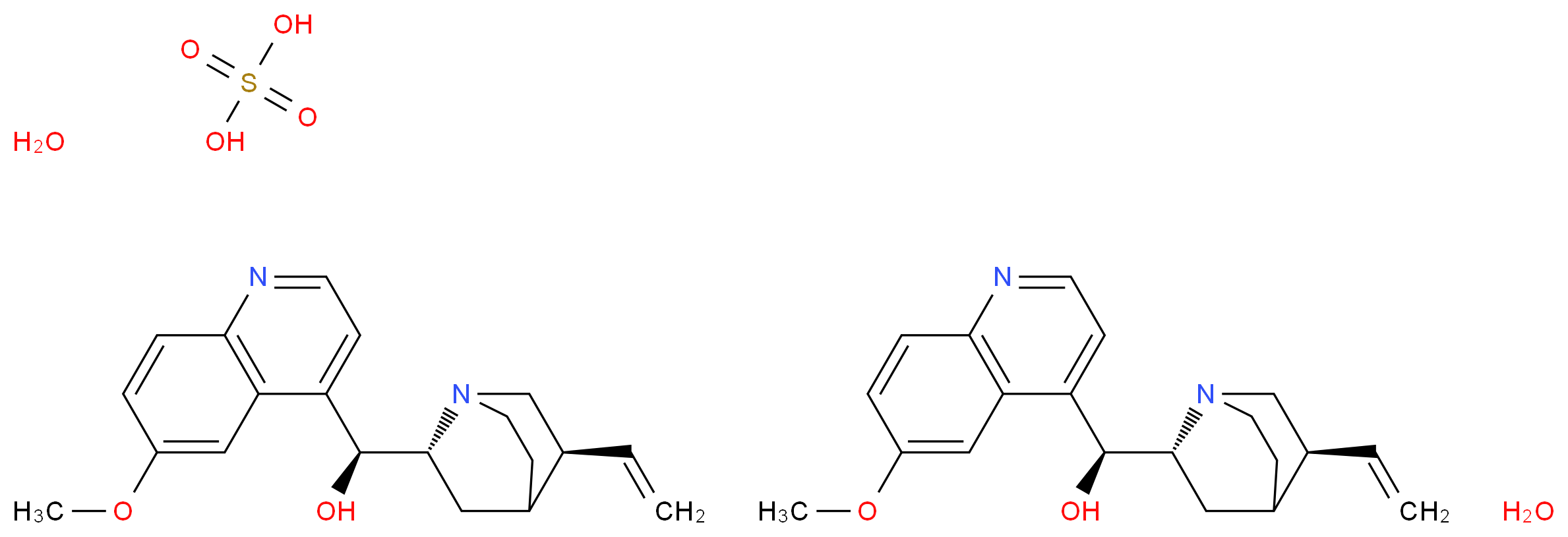 bis((S)-[(2R,5S)-5-ethenyl-1-azabicyclo[2.2.2]octan-2-yl](6-methoxyquinolin-4-yl)methanol) sulfuric acid dihydrate_分子结构_CAS_6591-63-5