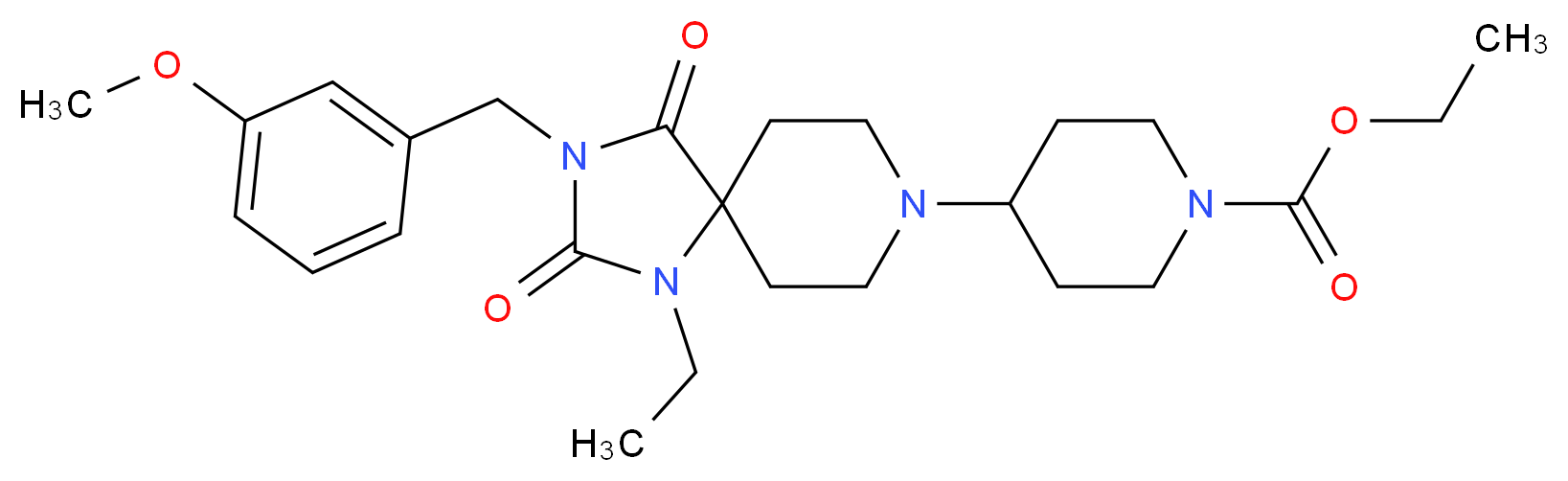 ethyl 4-[1-ethyl-3-(3-methoxybenzyl)-2,4-dioxo-1,3,8-triazaspiro[4.5]dec-8-yl]-1-piperidinecarboxylate_分子结构_CAS_)
