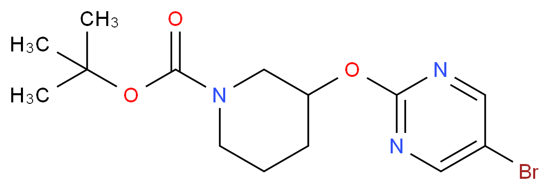 1-Boc-3-(5-Bromopyrimidin-2-yloxy)piperidine_分子结构_CAS_914347-76-5)