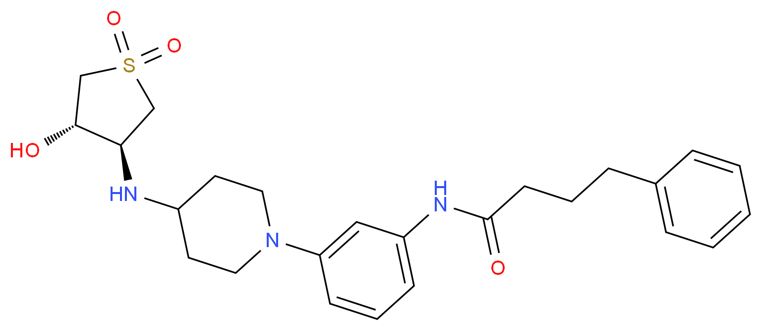 N-[3-(4-{[(3S*,4S*)-4-hydroxy-1,1-dioxidotetrahydro-3-thienyl]amino}-1-piperidinyl)phenyl]-4-phenylbutanamide_分子结构_CAS_)