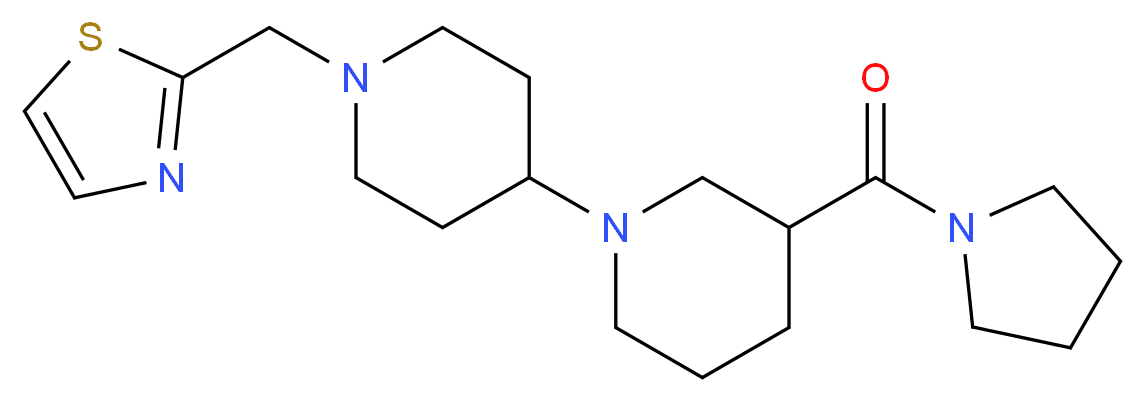 3-(pyrrolidin-1-ylcarbonyl)-1'-(1,3-thiazol-2-ylmethyl)-1,4'-bipiperidine_分子结构_CAS_)
