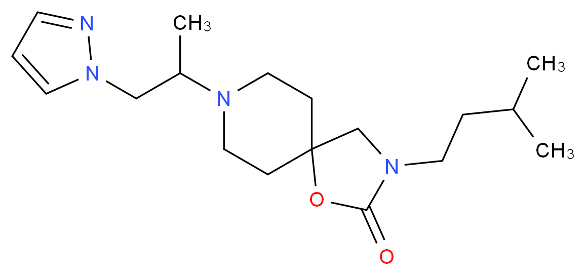 3-(3-methylbutyl)-8-[1-methyl-2-(1H-pyrazol-1-yl)ethyl]-1-oxa-3,8-diazaspiro[4.5]decan-2-one_分子结构_CAS_)