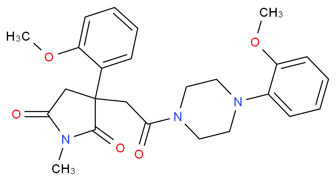 3-(2-methoxyphenyl)-3-{2-[4-(2-methoxyphenyl)-1-piperazinyl]-2-oxoethyl}-1-methyl-2,5-pyrrolidinedione_分子结构_CAS_)