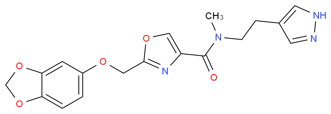 2-[(1,3-benzodioxol-5-yloxy)methyl]-N-methyl-N-[2-(1H-pyrazol-4-yl)ethyl]-1,3-oxazole-4-carboxamide_分子结构_CAS_)
