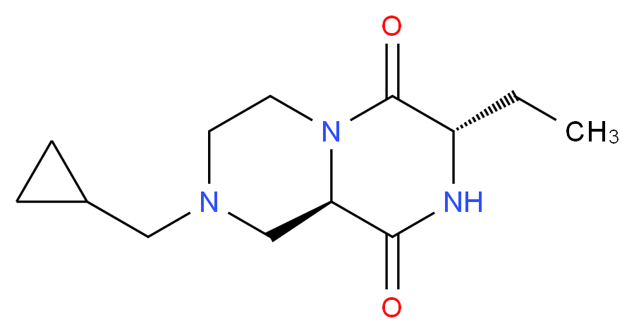 (3S,9aR)-8-(cyclopropylmethyl)-3-ethyltetrahydro-2H-pyrazino[1,2-a]pyrazine-1,4(3H,6H)-dione_分子结构_CAS_)
