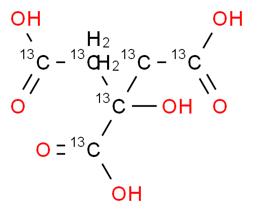 2-hydroxy(,,1,2,3-<sup>1</sup><sup>3</sup>C<sub>5</sub>)propane-1,2,3-tricarboxylic acid_分子结构_CAS_287389-42-8