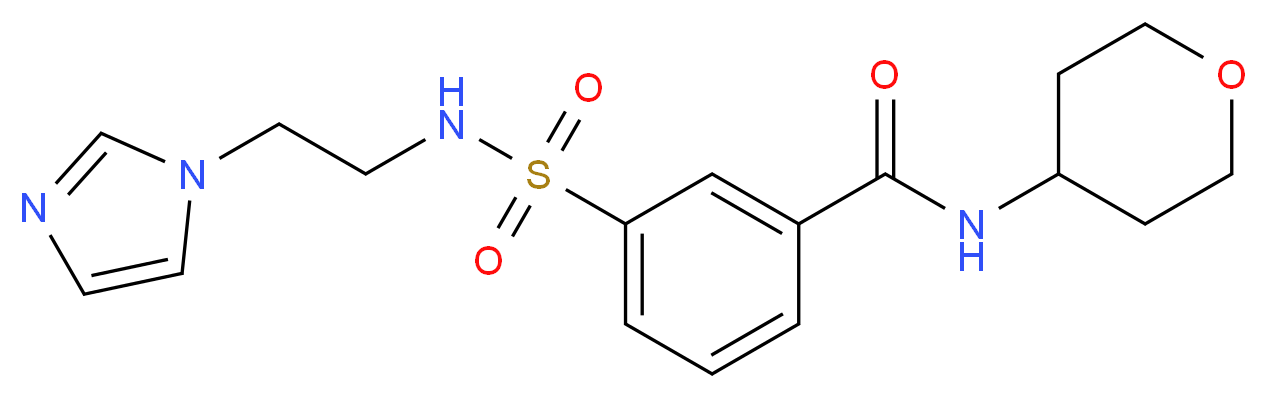 3-({[2-(1H-imidazol-1-yl)ethyl]amino}sulfonyl)-N-(tetrahydro-2H-pyran-4-yl)benzamide_分子结构_CAS_)