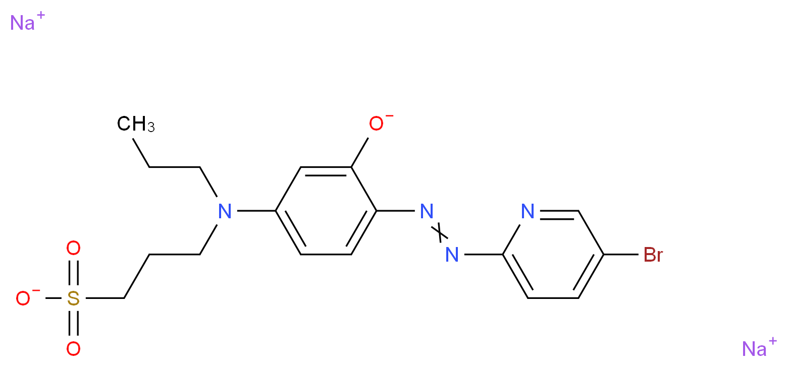 disodium 2-[2-(5-bromopyridin-2-yl)diazen-1-yl]-5-[propyl(3-sulfonatopropyl)amino]benzen-1-olate_分子结构_CAS_679787-08-7