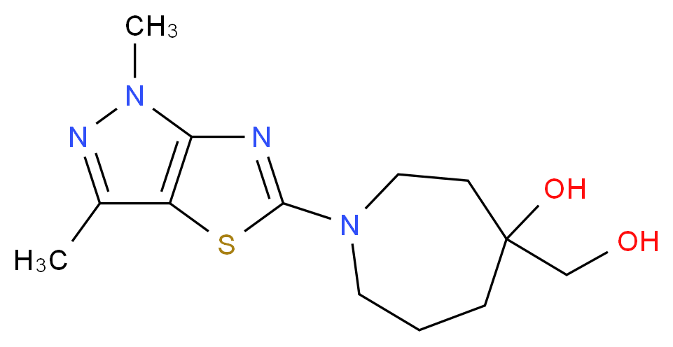 1-(1,3-dimethyl-1H-pyrazolo[3,4-d][1,3]thiazol-5-yl)-4-(hydroxymethyl)azepan-4-ol_分子结构_CAS_)