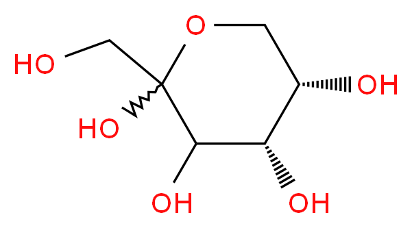 (4S,5S)-2-(hydroxymethyl)oxane-2,3,4,5-tetrol_分子结构_CAS_16354-64-6