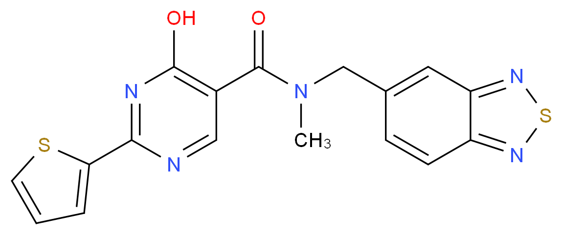 N-(2,1,3-benzothiadiazol-5-ylmethyl)-4-hydroxy-N-methyl-2-(2-thienyl)pyrimidine-5-carboxamide_分子结构_CAS_)
