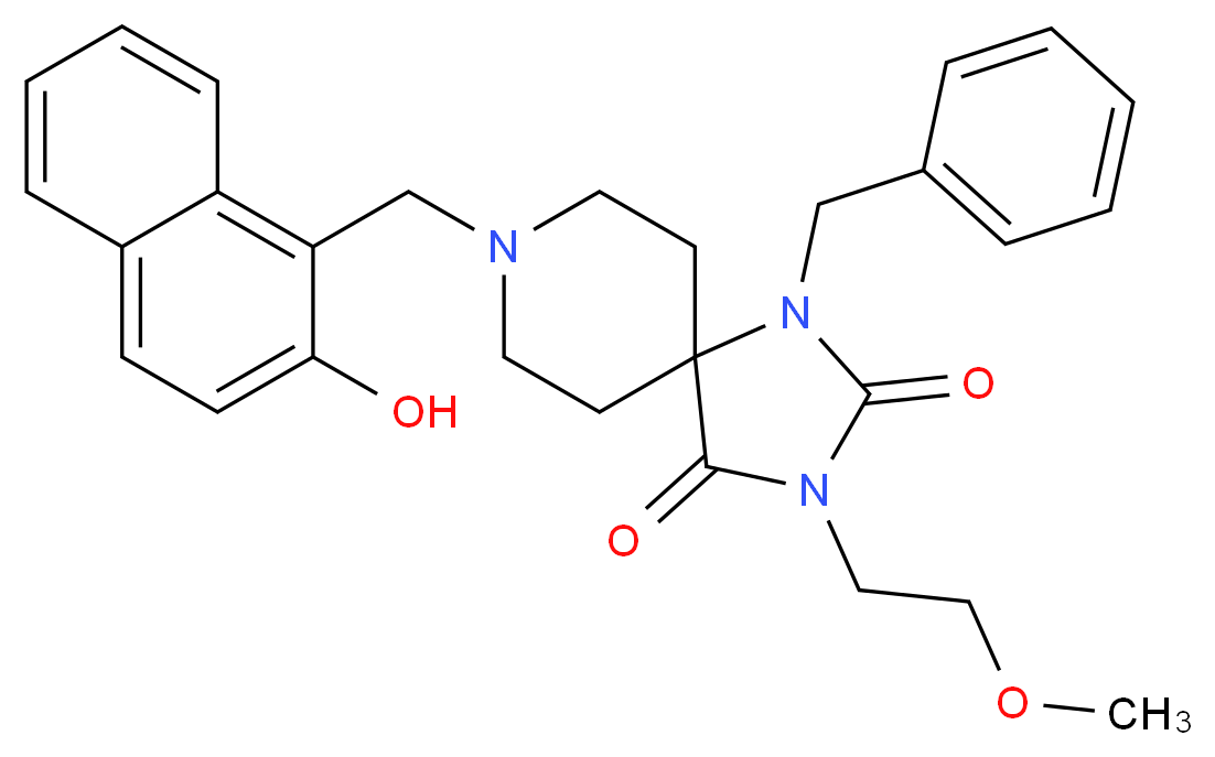 1-benzyl-8-[(2-hydroxy-1-naphthyl)methyl]-3-(2-methoxyethyl)-1,3,8-triazaspiro[4.5]decane-2,4-dione_分子结构_CAS_)