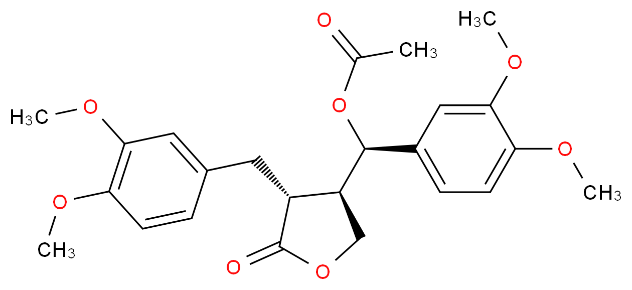 (R)-(3,4-dimethoxyphenyl)[(3R,4R)-4-[(3,4-dimethoxyphenyl)methyl]-5-oxooxolan-3-yl]methyl acetate_分子结构_CAS_74892-45-8